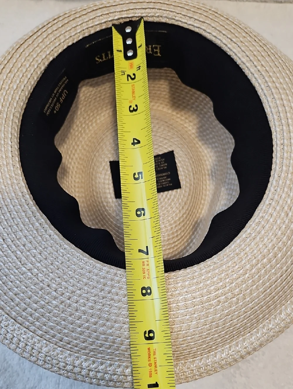 Eric Javits Straw Fedora in Natural with Black Band New - Picture 11 of 15